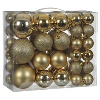 46x stuks kunststof kerstballen goud 4, 6 en 8 cm - thumbnail