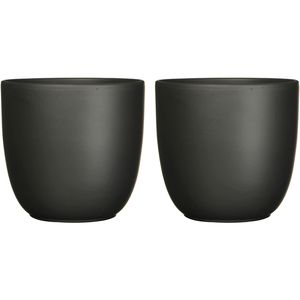 2x stuks plantenpot/bloempot Tusca - donkergroen - keramiek - D25/H23 cm