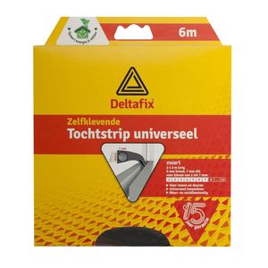 Tochtstrip - tochtwering - zwart - zelfklevend - universeel - 6 m x 9 mm x 7 mm