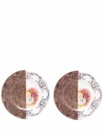 Seletti lot de deux assiettes à mélange d'imprimés - Blanc