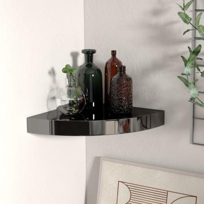 Hoekschap zwevend 25x25x3,8 cm MDF hoogglans zwart