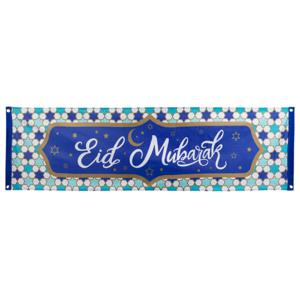 Banner Eid Mubarak Blauw (50x180cm)