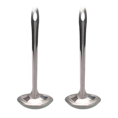 Gerimport Soep/saus opscheplepel - 2x - metaal - zilver - 26 cm - keukengerei - soeplepel
