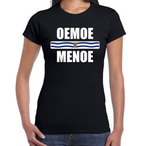 Oemoe menoe met vlag Zeeland t-shirts Zeeuws dialect zwart voor dames