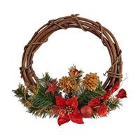 Kerstkroon 30,48 cm Rood Hout Groen Plastic