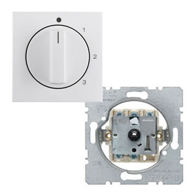 Berker S1 ventilatorschakelaar met draaiknop 0-1-2-3 alpine wit ral 9010 glanzend
