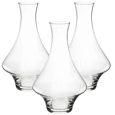 Wijn karaf - 3x stuks - 1,65 liter - D26 x H26 cm - glas - taps toelopende hals - decanteer kan - sc