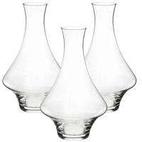 Wijn karaf - 3x stuks - 1,65 liter - D26 x H26 cm - glas - taps toelopende hals - decanteer kan - sc