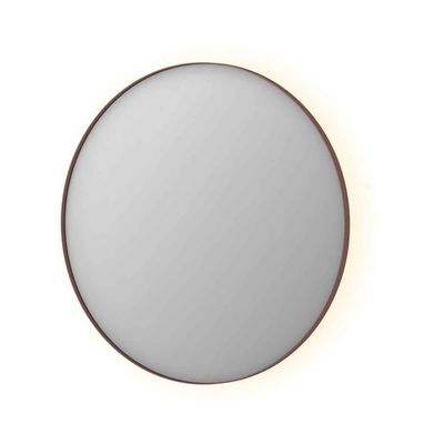 Spiegel INK SP17 Rond Colour Changing LED Rondom 100 x 4 x 100 cm Dimbaar In Aluminium Kader Geborsteld Koper