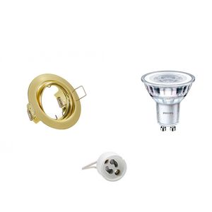 LED Spot Set - GU10 Fitting - Inbouw Rond - Mat Goud - Kantelbaar Ø83mm - Philips - CorePro 827 36D - 3W - Warm Wit 2700K - Dimbaar