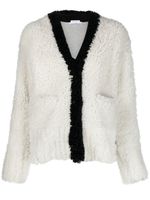 Thom Browne cardigan en peau lainée à col v - Blanc