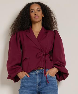 overslag blazer met pofmouw overslag blazer met pofmouw