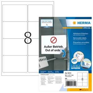 Etiket HERMA 10312 99.1x67.7mm verwijderbaar wit 800 etiketten