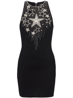 Balmain robe courte Falling Stars à broderies - Noir