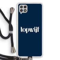 Topwijf Navy: Samsung Galaxy A22 4G Transparant Hoesje met koord