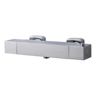Douchekraan Wiesbaden Rombo | Opbouw | Thermostaatkraan | 1-weg | hoh 15 cm | 2-knops | Vierkant | Chroom
