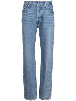 Anna Sui jean cigarette à détails d'œillets - Bleu