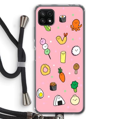 Happy bento friends: Samsung Galaxy A22 5G Transparant Hoesje met koord