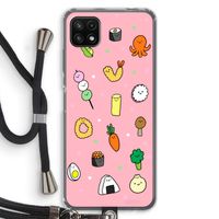 Happy bento friends: Samsung Galaxy A22 5G Transparant Hoesje met koord
