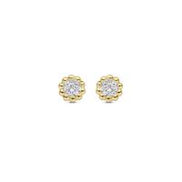 Luxe 14k Geelgouden Oorknoppen met Sprankelende Zirkonia - 5.5mm Diameter Luxe 14k Geelgouden Oorknoppen met Sprankelende Zirkonia - 5.5mm Diameter