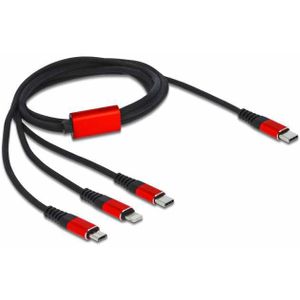 USB-oplaadkabel 3-in-1 USB-C naar Lightning + Micro USB + USB-C Kabel