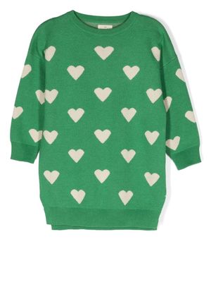 Konges Sløjd pull à cœur en intarsia - Vert