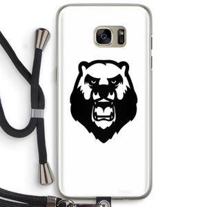 Angry Bear (white): Samsung Galaxy S7 Edge Transparant Hoesje met koord