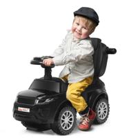 3-In-1 Duw-Auto Meeglijdende Kinderwagen en Looprek met Muziek Verlichting Opbergruimte Onder de Stoel Ouderlijke Handgreep Claxon