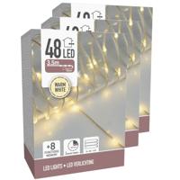 Draadverlichting lichtsnoer - 3x - 48 lampjes - warm wit - op batterij - 360 cm