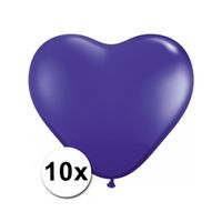 Zak met 10 paarse hart ballonnen 15 cm - thumbnail