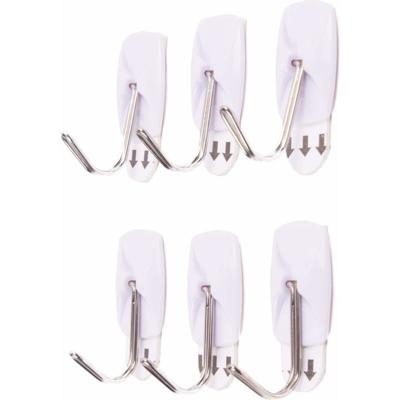 Benson Ophanghaakjes - 6x stuks - zelfklevend - wit - kunststof - draagkracht 800 gram