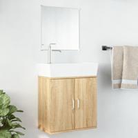 2-delige Badkamermeubelset bewerkt hout eikenkleurig - thumbnail