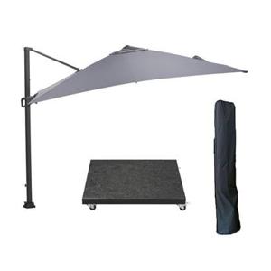 Garden Impressions parasol 300x300 d. grijs|l. grijs+voet en hoes