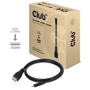 club3D CAC-1351 HDMI-kabel HDMI Aansluitkabel HDMI-micro-D-stekker, HDMI-A-stekker 1.00 m Zwart 4K UHD