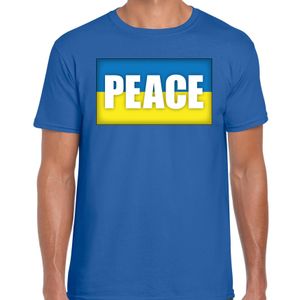 Peace t-shirt blauw heren - vrede Oekraine shirt met Oekraiense vlag