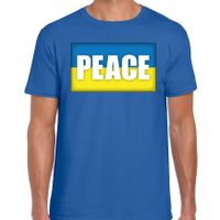 Peace t-shirt blauw heren - vrede Oekraine shirt met Oekraiense vlag