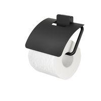 Geesa Topaz toiletrolhouder met klep zwart