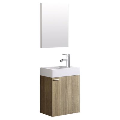 Fonteinkast BWS Amelia Onderkast Wastafel En Met Spiegel 40x22x60 cm Oak