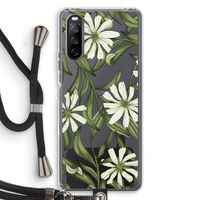Wit bloemenpatroon: Sony Sony Xperia 10 III Transparant Hoesje met koord