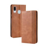 Magnetische Buckle retro Crazy Horse textuur horizontale Flip lederen case voor de Galaxy A20/A30 met houder & kaartsleuven & fotolijstjes (bruin)