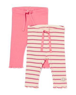 HEMA Babylegging rib strepen - 2 stuks ecru (ecru)