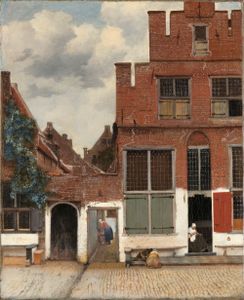 Johannes Vermeer - Het straatje  60x90cm, Rijksmuseum, premium print, print op canvas, oude meester