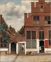 Johannes Vermeer - Het straatje  60x90cm, Rijksmuseum, premium print, print op canvas, oude meester - thumbnail