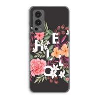 Hello in flowers: OnePlus Nord 2 5G Transparant Hoesje - thumbnail