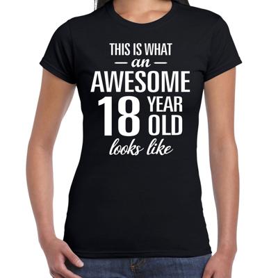 Awesome 18 year - geweldige 18 jaar cadeau t-shirt - zwart - voor dames - Verjaardag cadeau