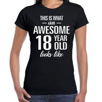 Awesome 18 year - geweldige 18 jaar cadeau t-shirt - zwart - voor dames - Verjaardag cadeau