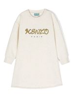 Kenzo Kids robe en coton à logo imprimé - Tons neutres - thumbnail