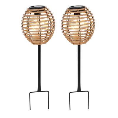 Pro Garden Solar tuinlamp / prikspot - 2x - warm wit - 13 x 13 x 52 cm - tuinverlichting