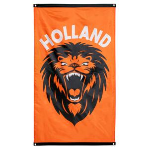 Boland Gevelvlag met brullende leeuw print - 90 x 150 cm - polyester - oranje - Team Nederland   -