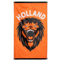 Boland Gevelvlag met brullende leeuw print - 90 x 150 cm - polyester - oranje - Team Nederland   -
